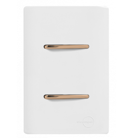 Cj Interruptor Duplo Simples 4x2 - Novara Branco C/ Ouro Rose